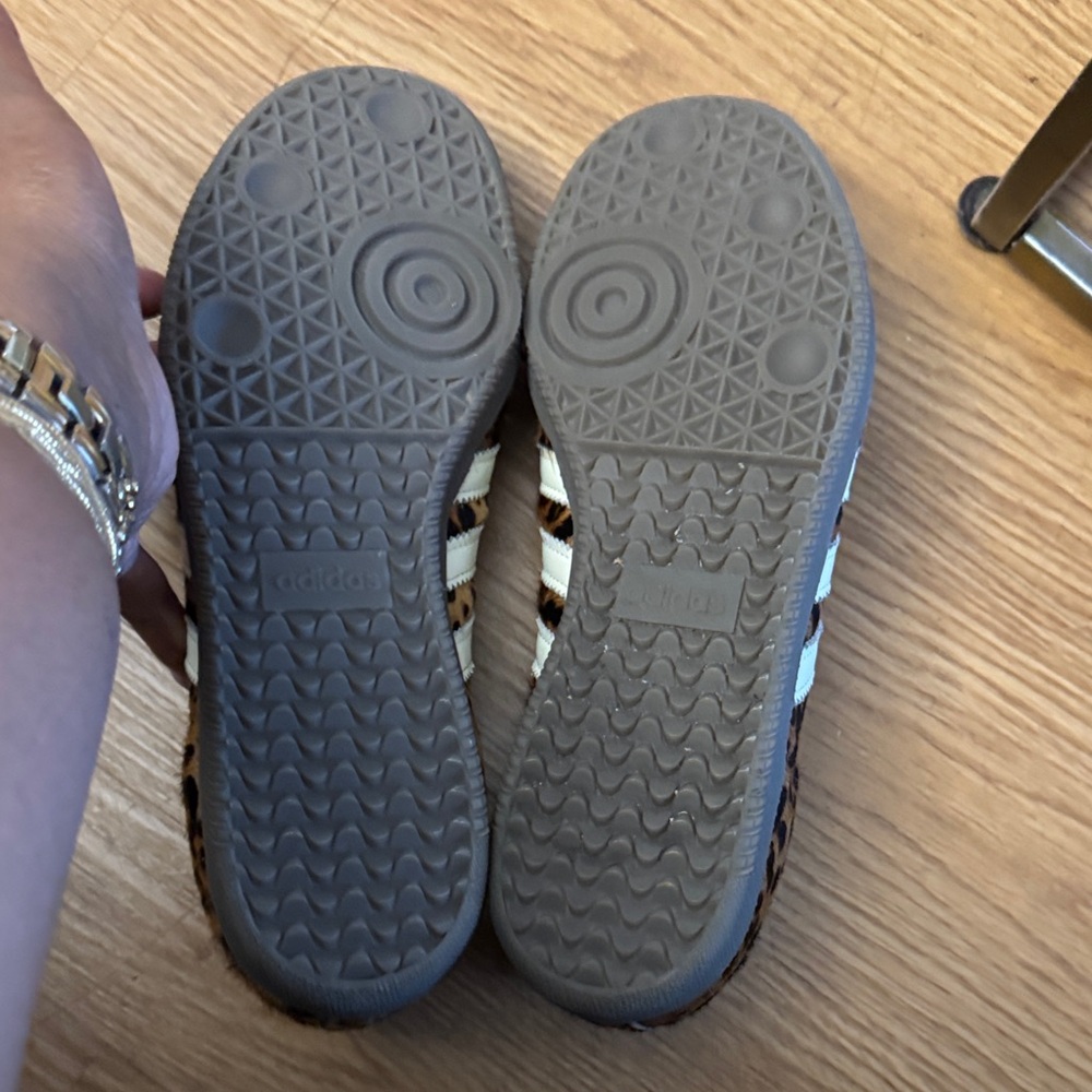 adidas Leopard-Print Sneakers with Coral Laces and White Stripes - Picture 2 of 2